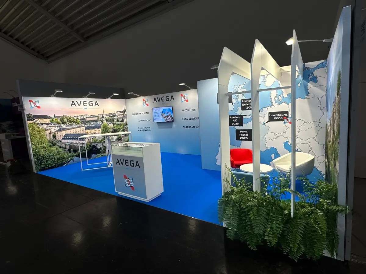 Hybrid solution booth by format for Avega at Expo Real Munich