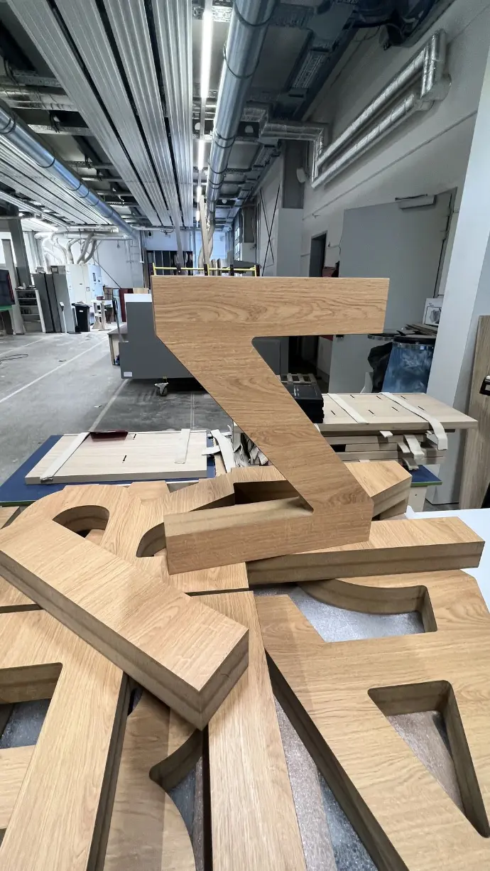 wooden letters cut out of CNC of our own carpentry LMR