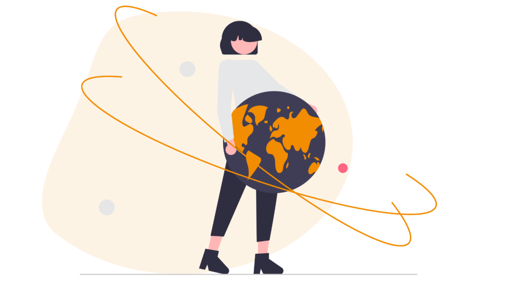 femme qui tiens un globe dans ses bras - exposants internationaux